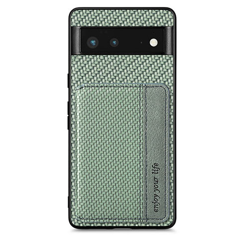 Custodia Silicone Ultra Sottile Morbida Cover con Magnetico S01D per Google Pixel 6 5G Verde