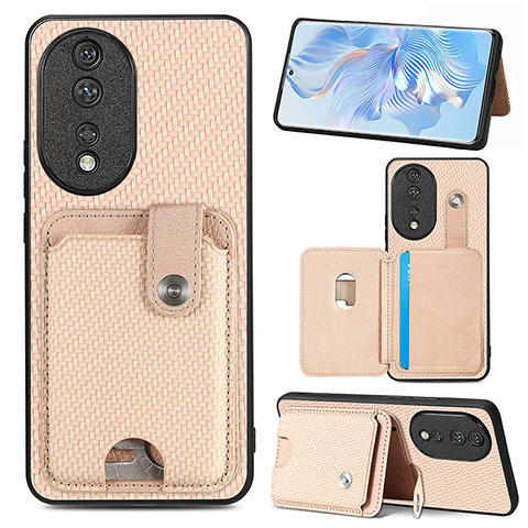 Custodia Silicone Ultra Sottile Morbida Cover con Magnetico S01D per Huawei Honor 80 5G Oro