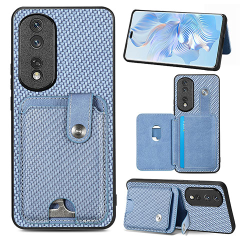 Custodia Silicone Ultra Sottile Morbida Cover con Magnetico S01D per Huawei Honor 80 Pro 5G Blu