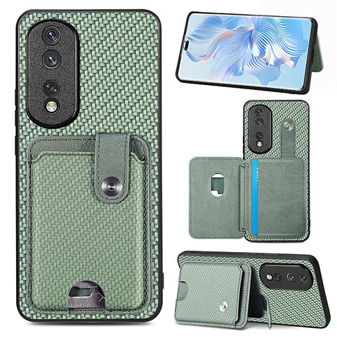 Custodia Silicone Ultra Sottile Morbida Cover con Magnetico S01D per Huawei Honor 80 Pro 5G Verde