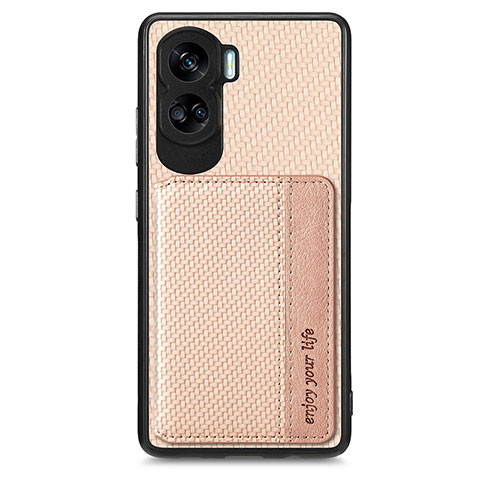 Custodia Silicone Ultra Sottile Morbida Cover con Magnetico S01D per Huawei Honor 90 Lite 5G Oro