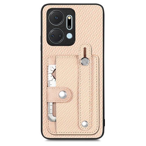 Custodia Silicone Ultra Sottile Morbida Cover con Magnetico S01D per Huawei Honor X7a Oro