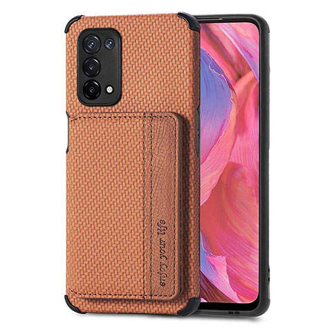 Custodia Silicone Ultra Sottile Morbida Cover con Magnetico S01D per Oppo A74 5G Marrone