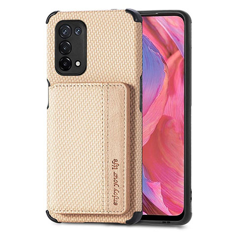 Custodia Silicone Ultra Sottile Morbida Cover con Magnetico S01D per Oppo A74 5G Oro