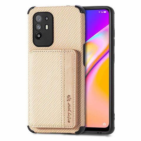 Custodia Silicone Ultra Sottile Morbida Cover con Magnetico S01D per Oppo A94 5G Oro