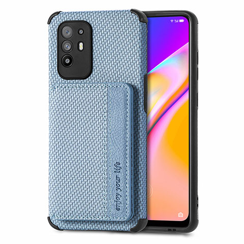 Custodia Silicone Ultra Sottile Morbida Cover con Magnetico S01D per Oppo F19 Pro+ Plus 5G Blu