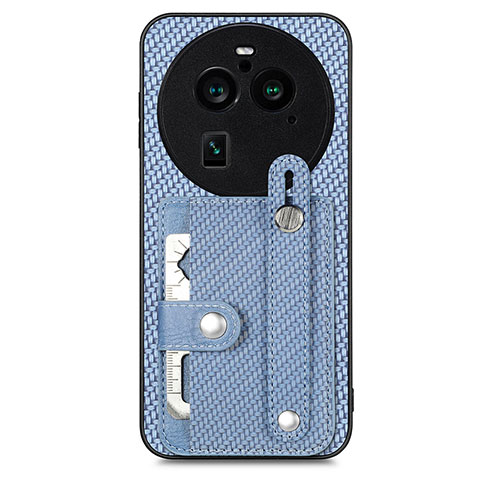 Custodia Silicone Ultra Sottile Morbida Cover con Magnetico S01D per Oppo Find X6 5G Blu