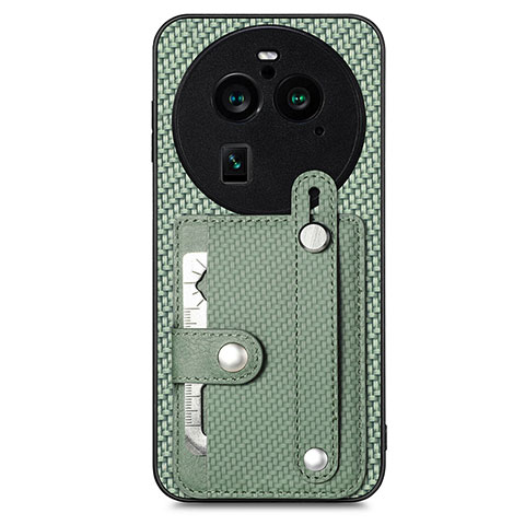 Custodia Silicone Ultra Sottile Morbida Cover con Magnetico S01D per Oppo Find X6 5G Verde