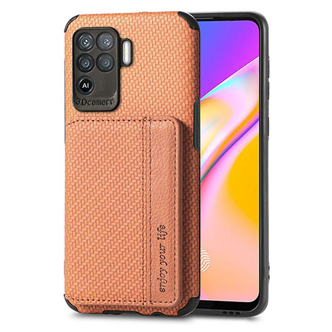 Custodia Silicone Ultra Sottile Morbida Cover con Magnetico S01D per Oppo Reno5 Lite Marrone