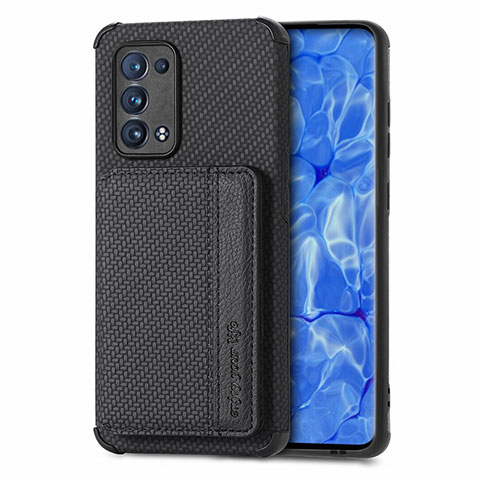 Custodia Silicone Ultra Sottile Morbida Cover con Magnetico S01D per Oppo Reno6 Pro 5G Nero