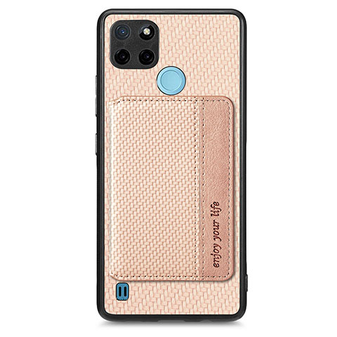 Custodia Silicone Ultra Sottile Morbida Cover con Magnetico S01D per Realme C21Y Oro