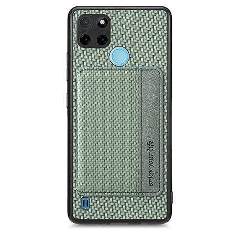 Custodia Silicone Ultra Sottile Morbida Cover con Magnetico S01D per Realme C21Y Verde