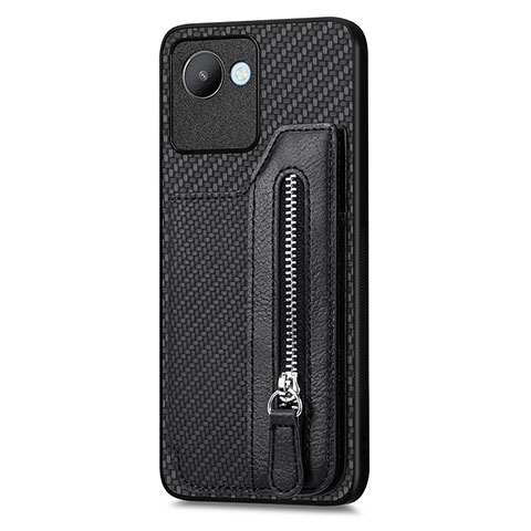 Custodia Silicone Ultra Sottile Morbida Cover con Magnetico S01D per Realme C30s Nero