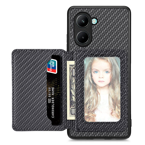 Custodia Silicone Ultra Sottile Morbida Cover con Magnetico S01D per Realme C33 (2023) Nero