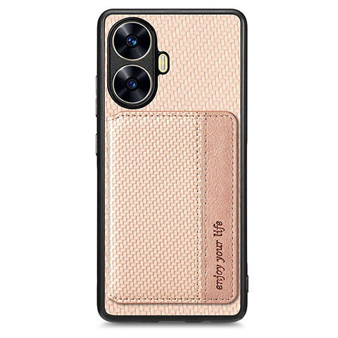 Custodia Silicone Ultra Sottile Morbida Cover con Magnetico S01D per Realme C55 Oro