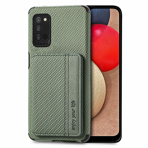 Custodia Silicone Ultra Sottile Morbida Cover con Magnetico S01D per Samsung Galaxy A03s Verde