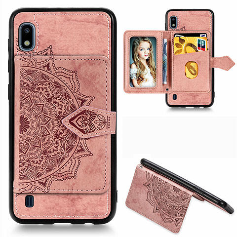 Custodia Silicone Ultra Sottile Morbida Cover con Magnetico S01D per Samsung Galaxy A10 Oro Rosa