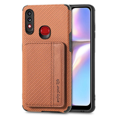 Custodia Silicone Ultra Sottile Morbida Cover con Magnetico S01D per Samsung Galaxy A10s Marrone