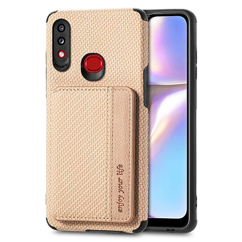 Custodia Silicone Ultra Sottile Morbida Cover con Magnetico S01D per Samsung Galaxy A10s Oro