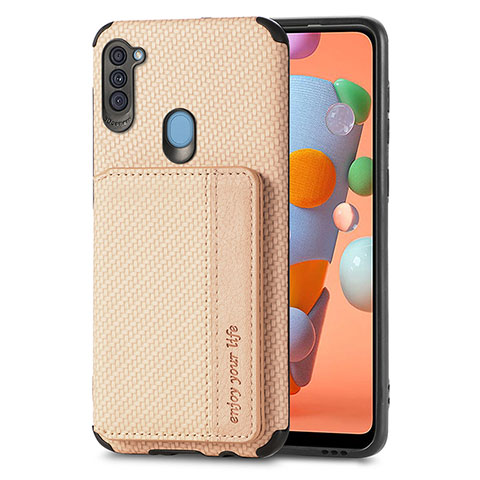 Custodia Silicone Ultra Sottile Morbida Cover con Magnetico S01D per Samsung Galaxy A11 Oro