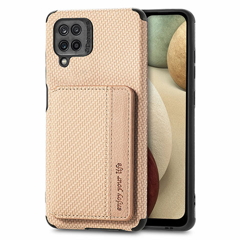 Custodia Silicone Ultra Sottile Morbida Cover con Magnetico S01D per Samsung Galaxy A12 Nacho Oro