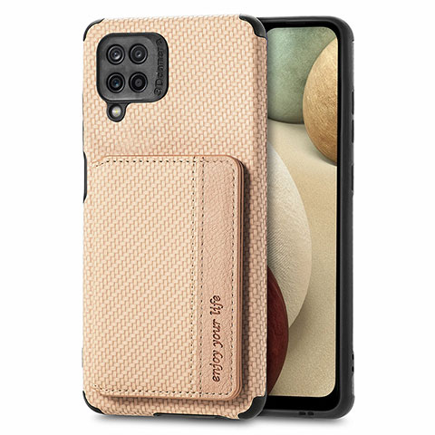 Custodia Silicone Ultra Sottile Morbida Cover con Magnetico S01D per Samsung Galaxy A12 Oro