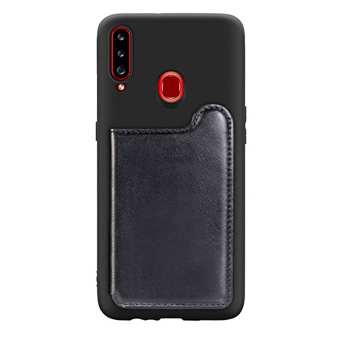 Custodia Silicone Ultra Sottile Morbida Cover con Magnetico S01D per Samsung Galaxy A20s Nero