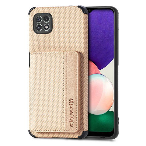 Custodia Silicone Ultra Sottile Morbida Cover con Magnetico S01D per Samsung Galaxy A22 5G Oro