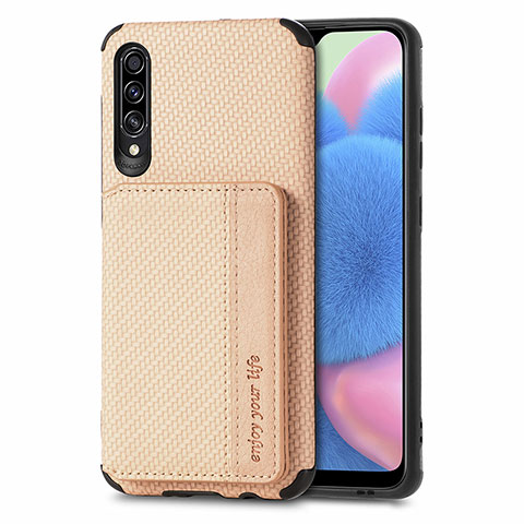 Custodia Silicone Ultra Sottile Morbida Cover con Magnetico S01D per Samsung Galaxy A30S Oro