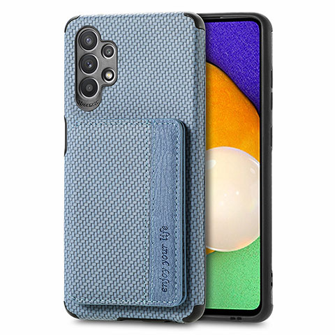 Custodia Silicone Ultra Sottile Morbida Cover con Magnetico S01D per Samsung Galaxy A32 4G Blu