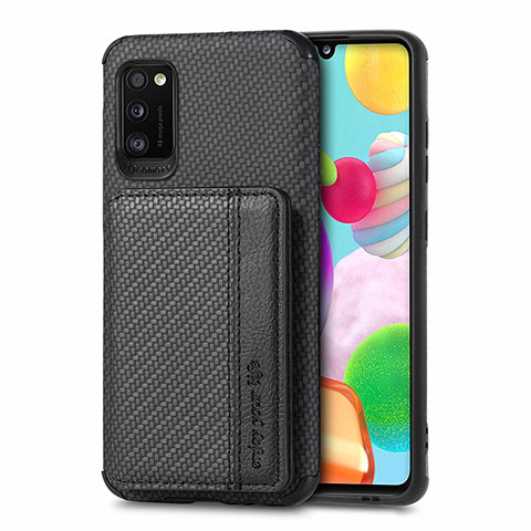 Custodia Silicone Ultra Sottile Morbida Cover con Magnetico S01D per Samsung Galaxy A41 Nero