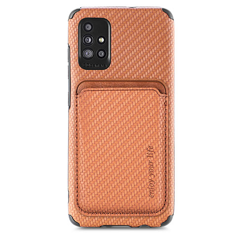 Custodia Silicone Ultra Sottile Morbida Cover con Magnetico S01D per Samsung Galaxy A51 4G Marrone