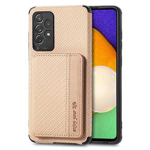 Custodia Silicone Ultra Sottile Morbida Cover con Magnetico S01D per Samsung Galaxy A52 5G Oro