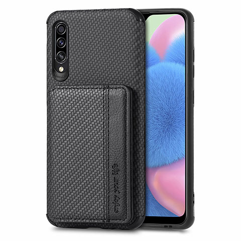 Custodia Silicone Ultra Sottile Morbida Cover con Magnetico S01D per Samsung Galaxy A70 Nero