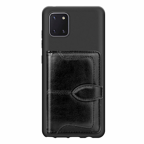 Custodia Silicone Ultra Sottile Morbida Cover con Magnetico S01D per Samsung Galaxy A81 Nero