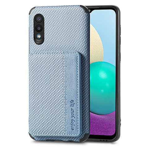 Custodia Silicone Ultra Sottile Morbida Cover con Magnetico S01D per Samsung Galaxy M02 Blu