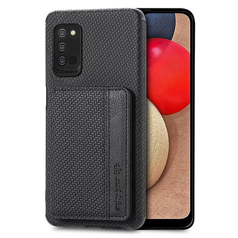 Custodia Silicone Ultra Sottile Morbida Cover con Magnetico S01D per Samsung Galaxy M02s Nero