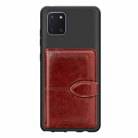 Custodia Silicone Ultra Sottile Morbida Cover con Magnetico S01D per Samsung Galaxy M60s Marrone