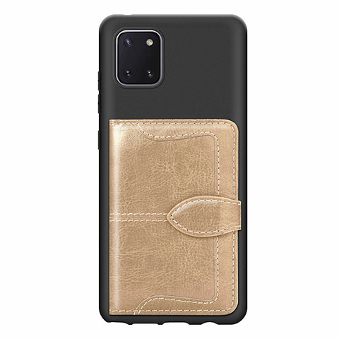 Custodia Silicone Ultra Sottile Morbida Cover con Magnetico S01D per Samsung Galaxy Note 10 Lite Oro