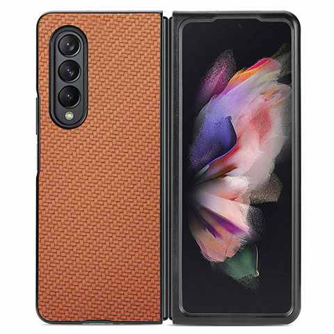 Custodia Silicone Ultra Sottile Morbida Cover con Magnetico S01D per Samsung Galaxy Z Fold3 5G Marrone