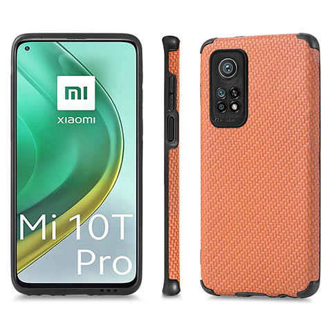 Custodia Silicone Ultra Sottile Morbida Cover con Magnetico S01D per Xiaomi Mi 10T Pro 5G Marrone