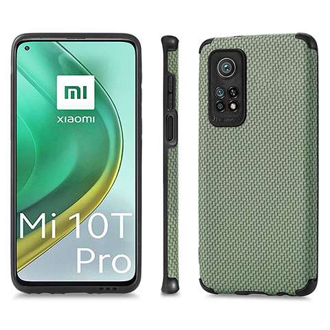 Custodia Silicone Ultra Sottile Morbida Cover con Magnetico S01D per Xiaomi Mi 10T Pro 5G Verde