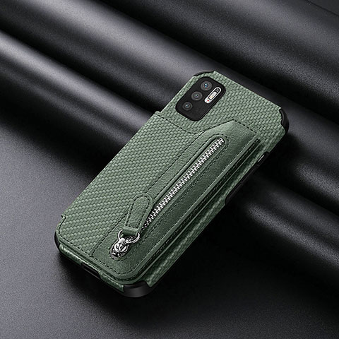 Custodia Silicone Ultra Sottile Morbida Cover con Magnetico S01D per Xiaomi POCO M3 Pro 5G Verde