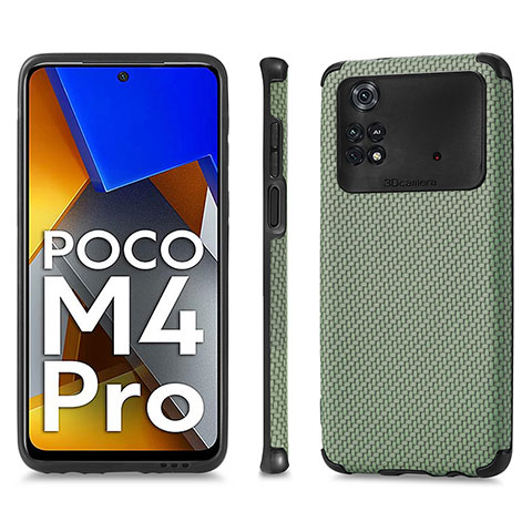 Custodia Silicone Ultra Sottile Morbida Cover con Magnetico S01D per Xiaomi Poco M4 Pro 4G Verde