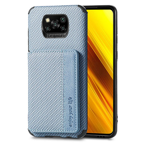 Custodia Silicone Ultra Sottile Morbida Cover con Magnetico S01D per Xiaomi Poco X3 Pro Blu