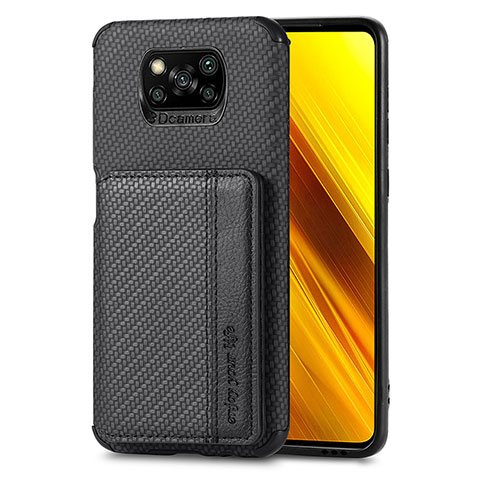 Custodia Silicone Ultra Sottile Morbida Cover con Magnetico S01D per Xiaomi Poco X3 Pro Nero