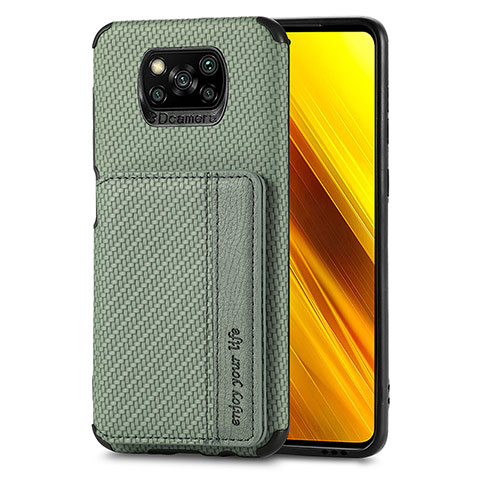 Custodia Silicone Ultra Sottile Morbida Cover con Magnetico S01D per Xiaomi Poco X3 Pro Verde