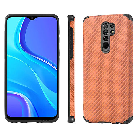 Custodia Silicone Ultra Sottile Morbida Cover con Magnetico S01D per Xiaomi Redmi 9 Prime India Marrone