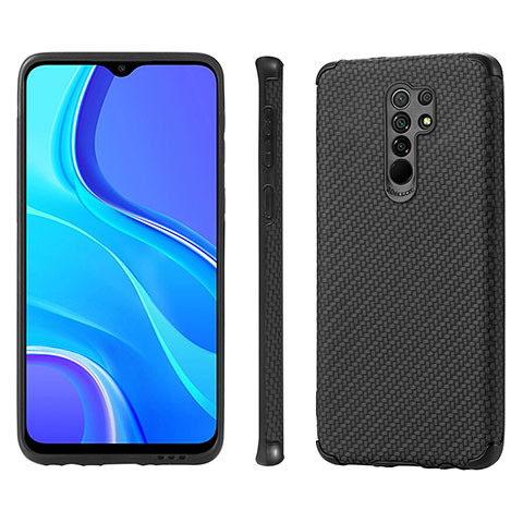 Custodia Silicone Ultra Sottile Morbida Cover con Magnetico S01D per Xiaomi Redmi 9 Prime India Nero