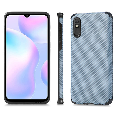 Custodia Silicone Ultra Sottile Morbida Cover con Magnetico S01D per Xiaomi Redmi 9A Blu